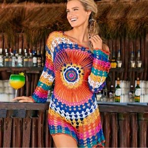 NWOT Multi-Color Crochet Coverup OS